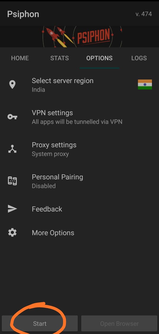 Start VPN connection