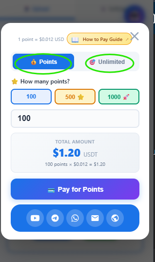 Select package or unlimited plan